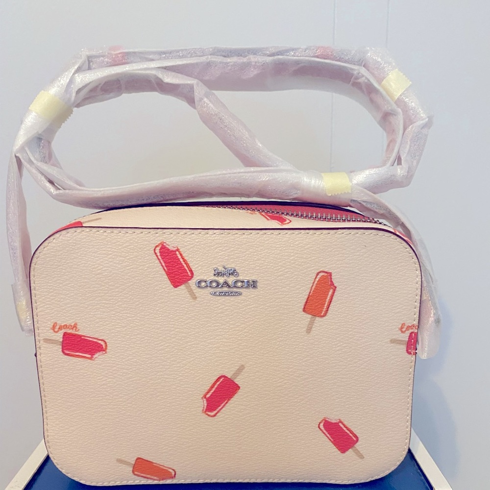 NWT! Coach White Popsicle Leather Mini Camera Bag.